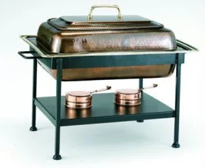 21 x 16 x 19 Rectangular Antique Copper Chafing Dish 8 Qt.