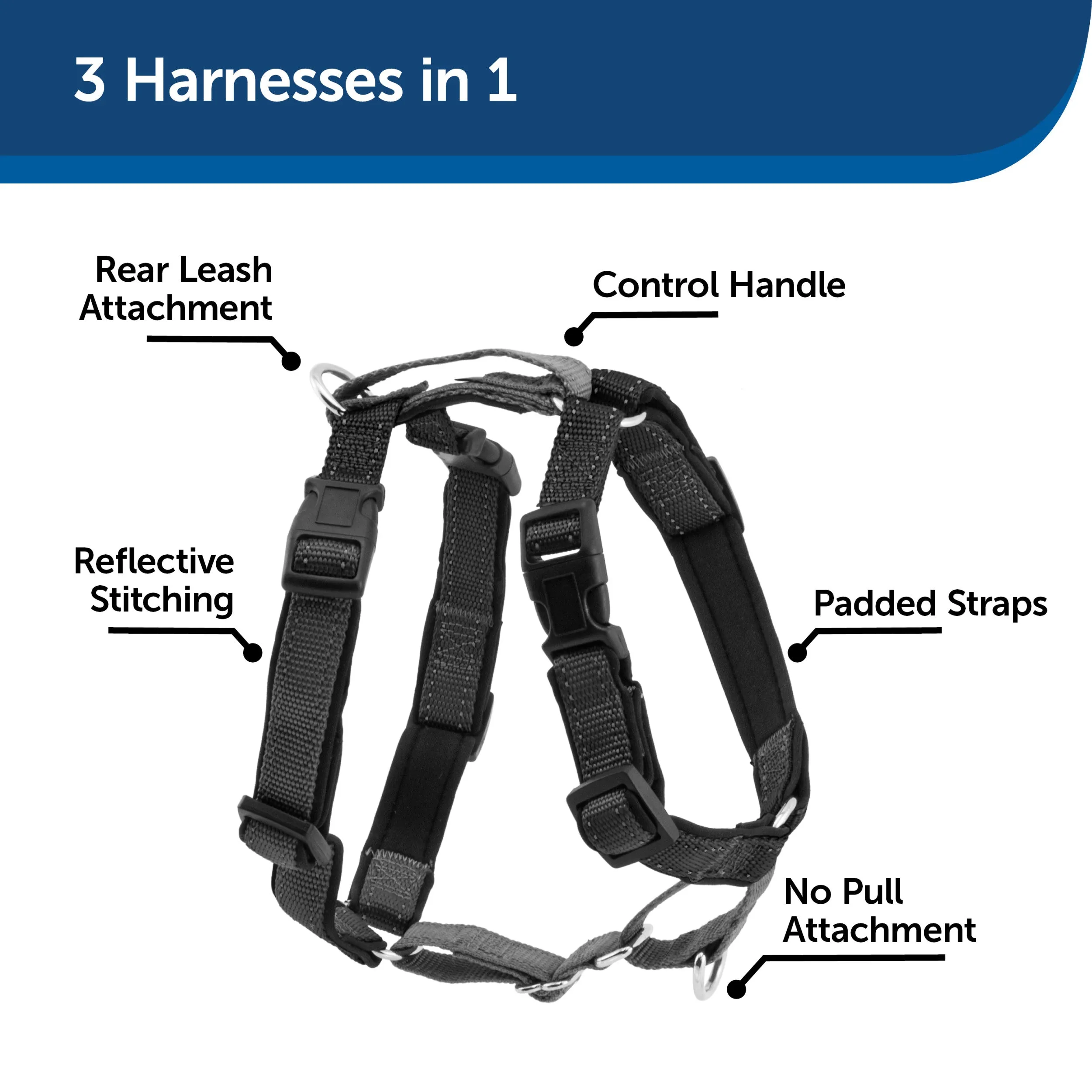 3 in 1 Harness with Two Point Control Leash