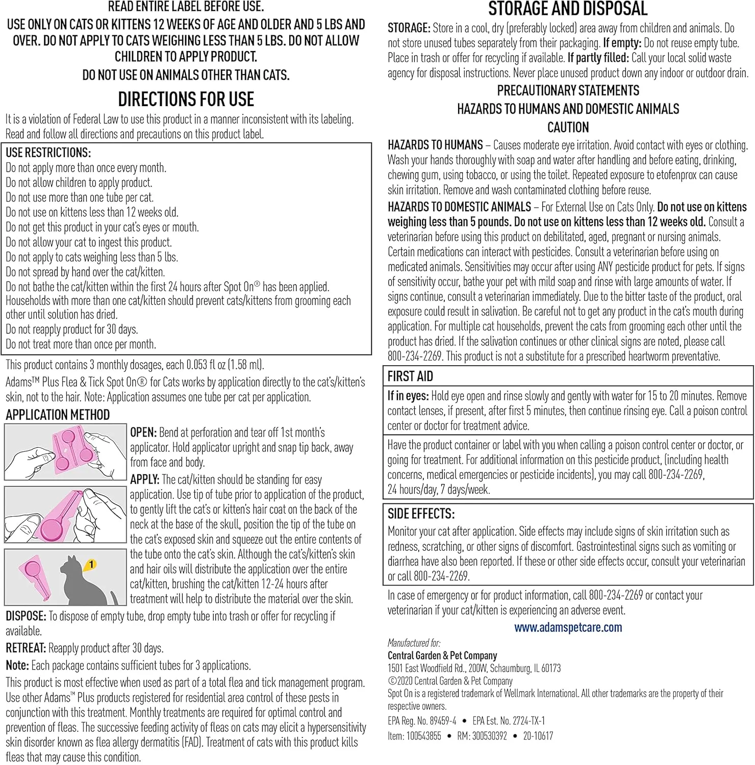 ADAMS PLUS Flea & Tick Spot On for Cats over 5lbs