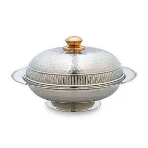Almarjan 30 CM Hammered Collection Stainless Steel Serving Dish with Cover Silver - STS0200644