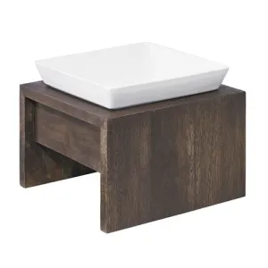 Artisan Rubberwood Single Elevated Dog Bowl Feeder — Walnut