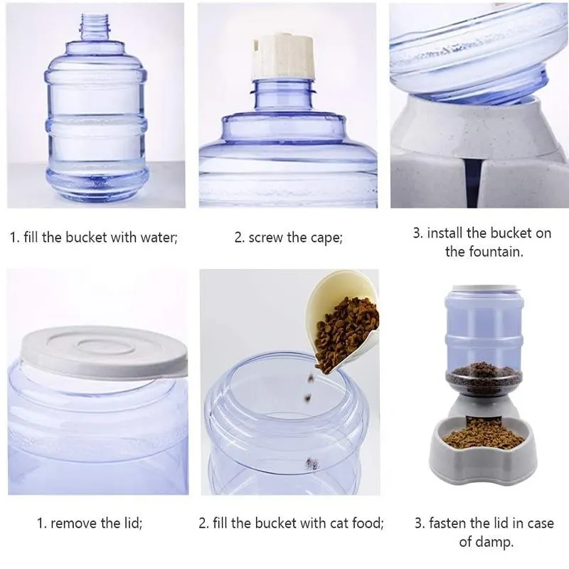 Automatic Dog Cat Food Feeder Water Dispenser