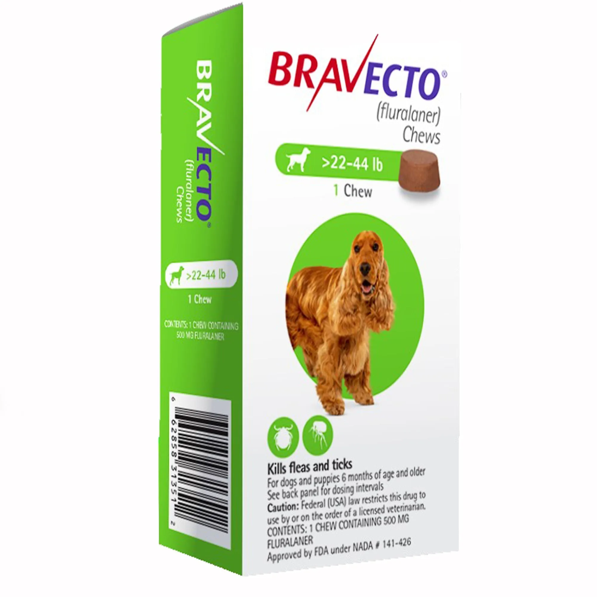 Bravecto (fluralaner) Chews for Dogs, 1 Chew