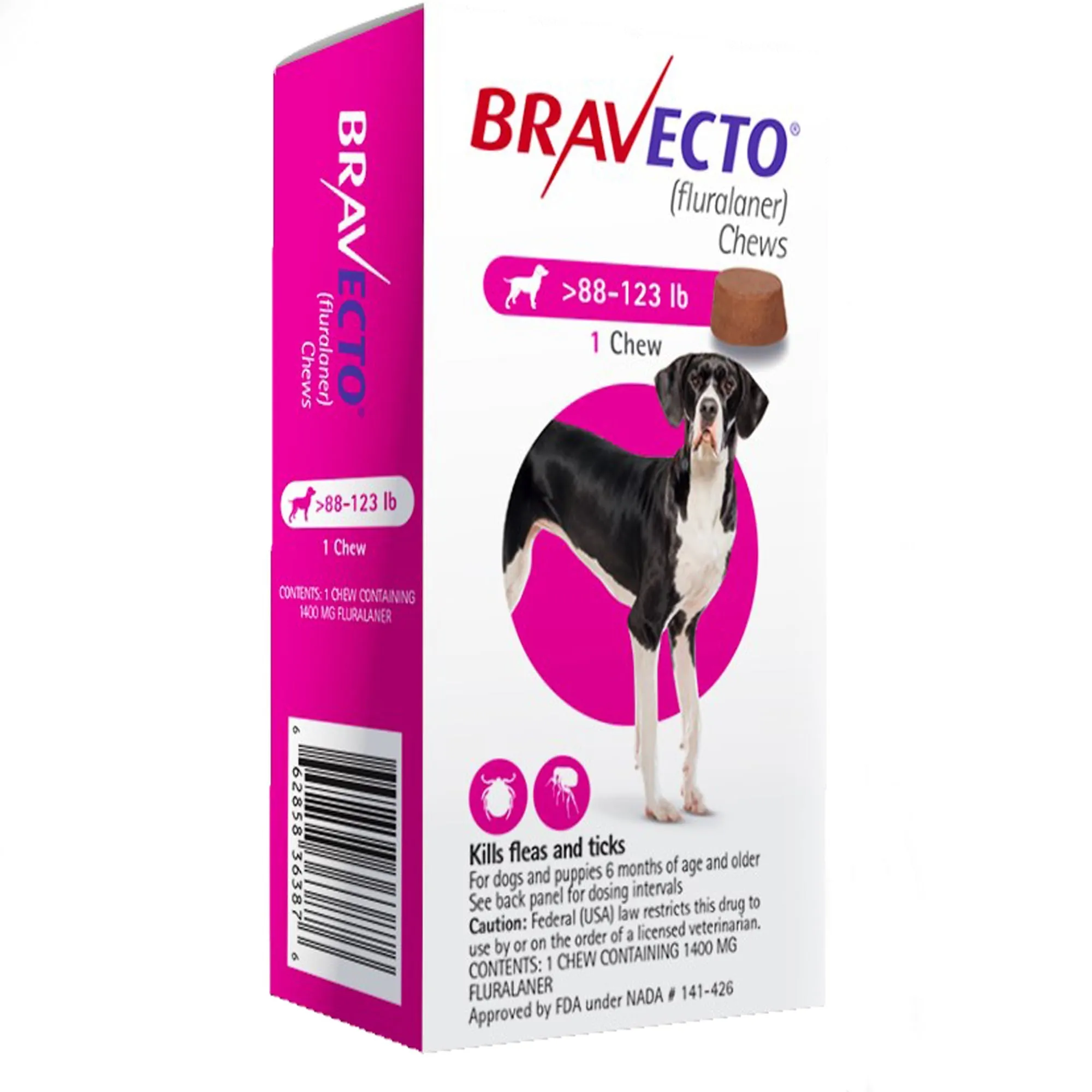 Bravecto (fluralaner) Chews for Dogs, 1 Chew