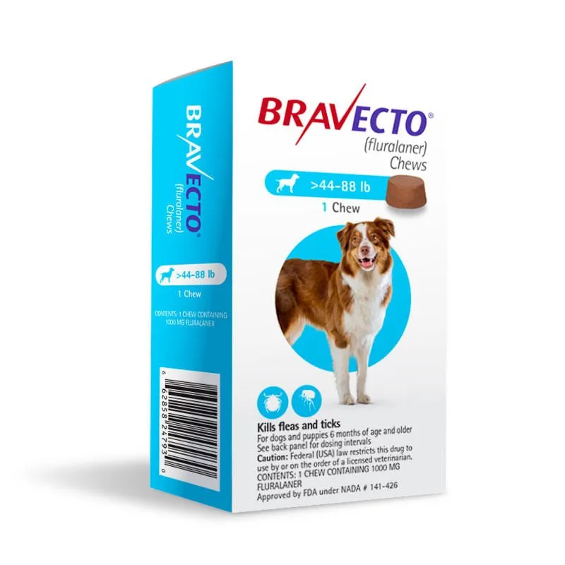 Bravecto (fluralaner) Chews for Dogs, 1 Chew