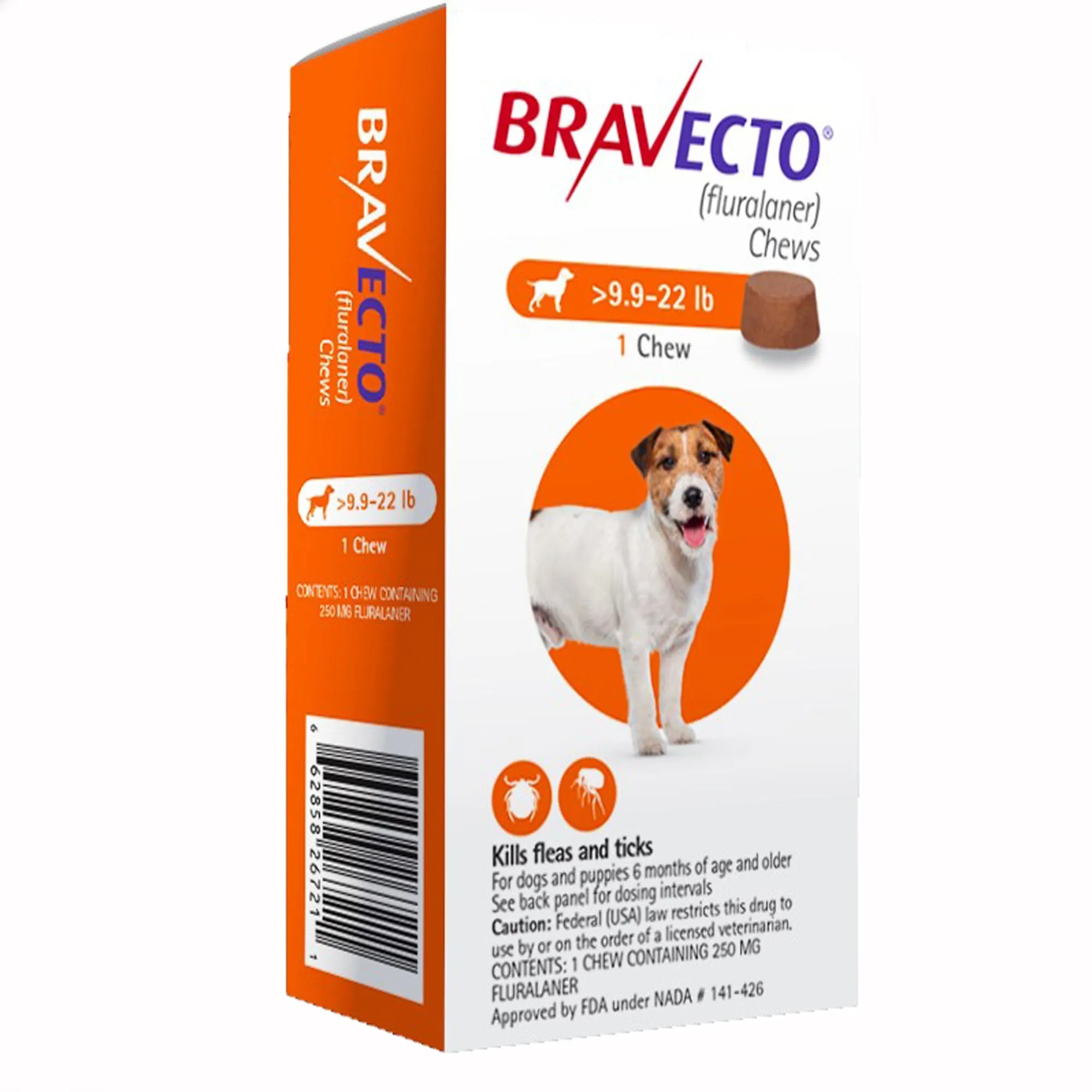 Bravecto (fluralaner) Chews for Dogs, 1 Chew