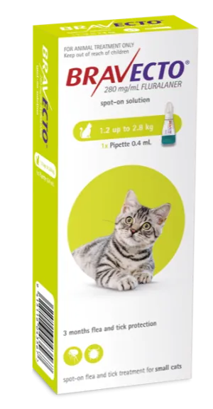 Bravecto Spot On Flea Treatment For Cats 1.2-2.8kg