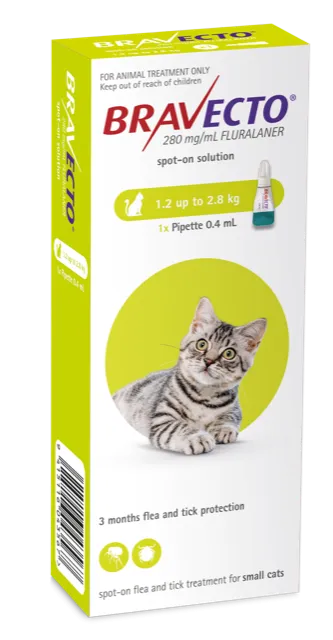 Bravecto Spot On Flea Treatment For Cats 1.2-2.8kg