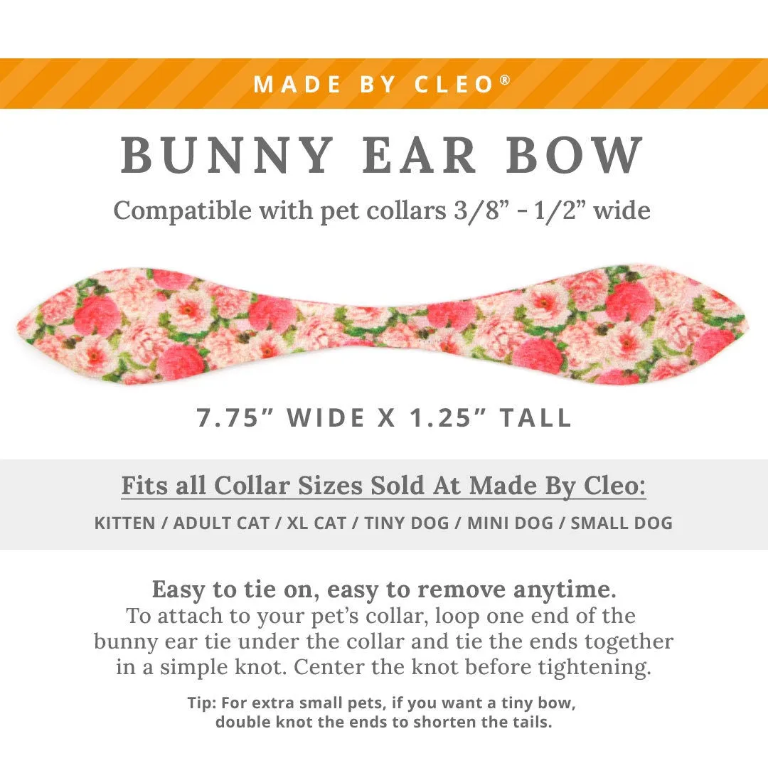 Cat Collar and Bunny Ear Bow Set - "Pretty in Peony - Pink" - Peonies Floral Cat Collar with Matching Bunny Bow Tie / Cat, Kitten   Small Dog Sizes