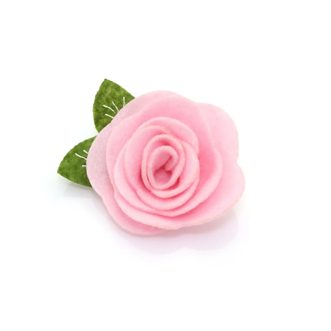 Cat Collar   Flower Set - "Daisies - Pink" - Floral Daisy Cat Collar w/ Baby Pink Felt Flower (Detachable)