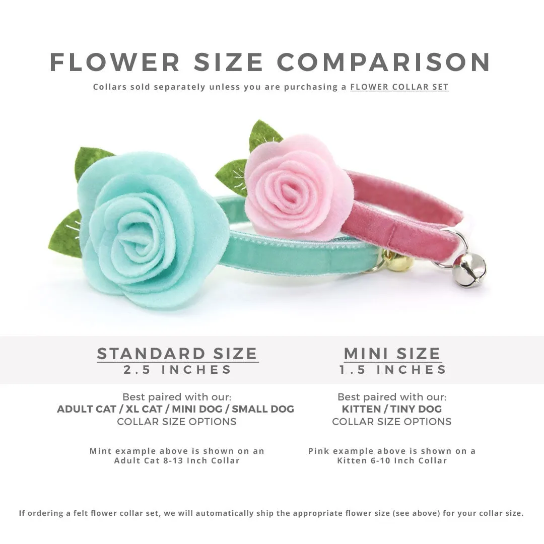 Cat Collar   Flower Set - "Daisies - Pink" - Floral Daisy Cat Collar w/ Baby Pink Felt Flower (Detachable)