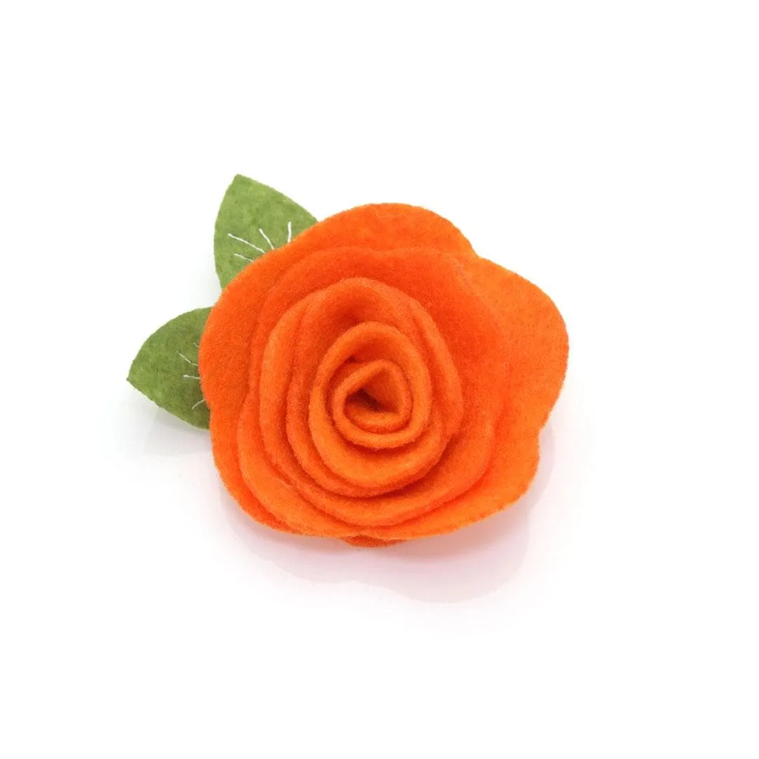 Cat Collar   Flower Set - "Punk Rock Halloween" - Black Orange Checkered Cat Collar w/ Orange Felt Flower (Detachable) / Cat, Kitten   Small Dog Sizes