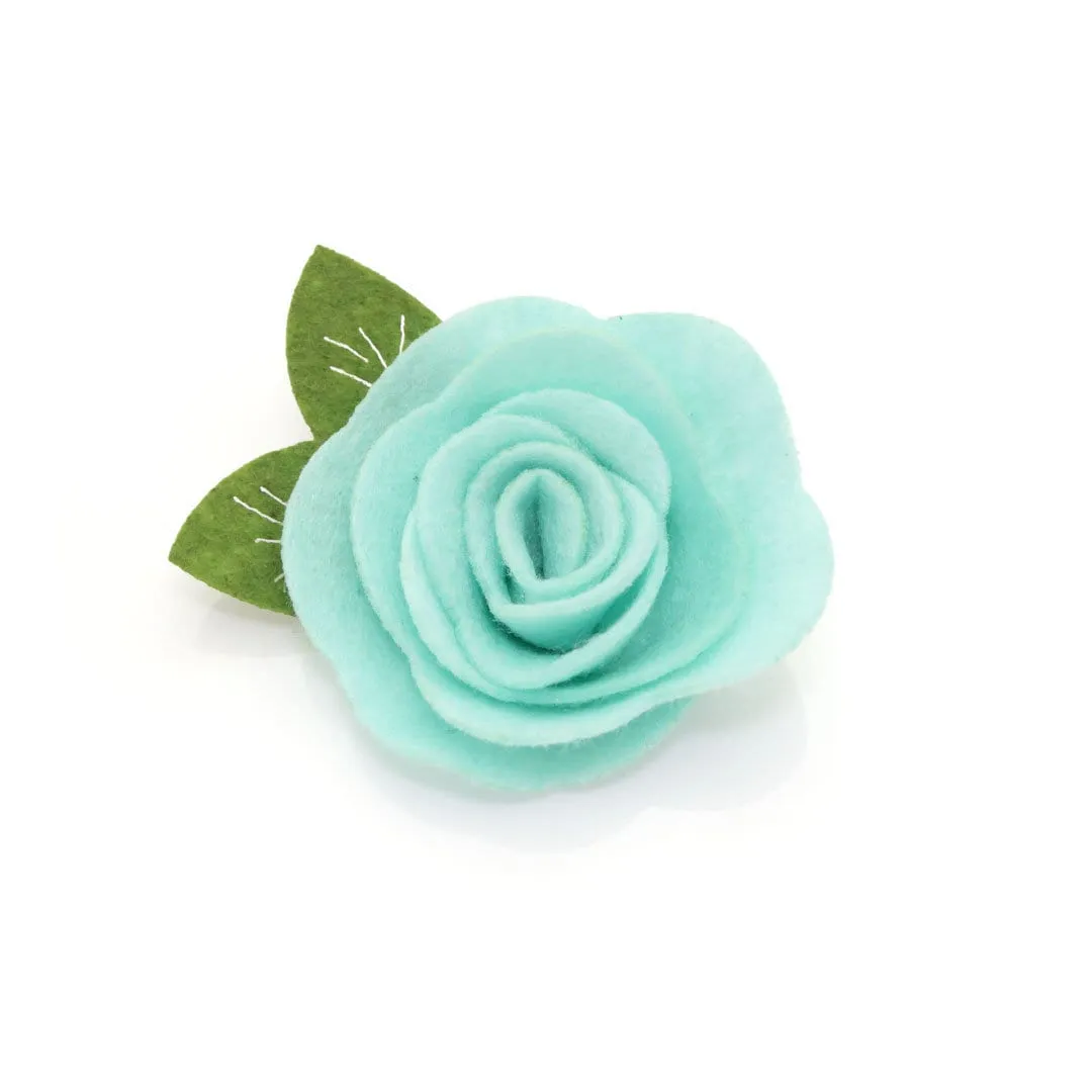 Cat Collar   Flower Set - "Scenic Route" - Aqua, Green & Orange Plaid Cat Collar w/ Mint Felt Flower (Detachable)