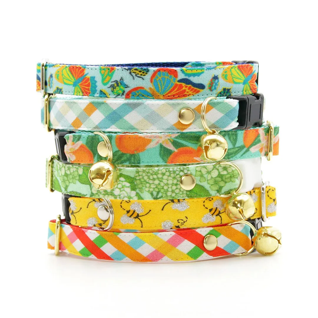 Cat Collar   Flower Set - "Show Me The Honey" - Yellow Bee Cat Collar w/ Yellow Felt Flower (Detachable)