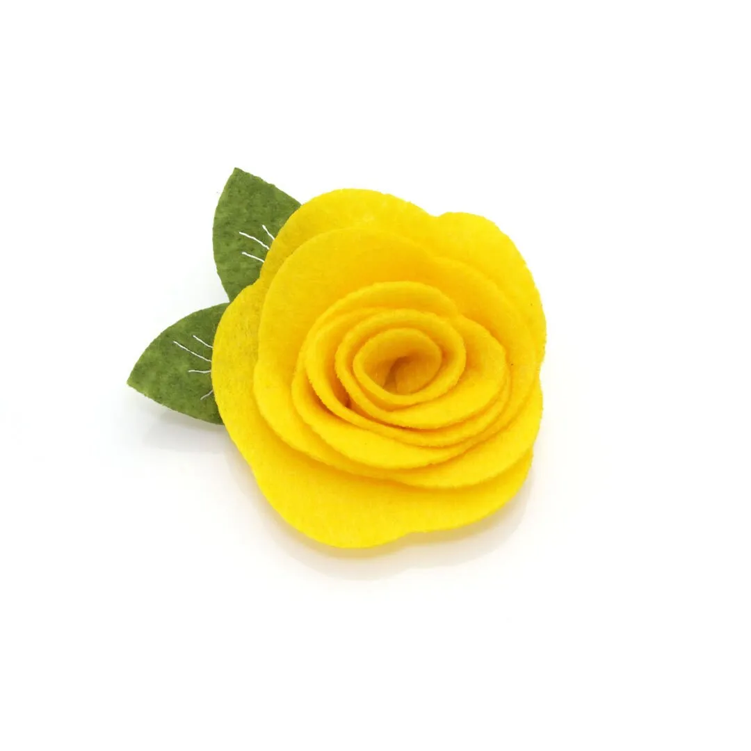 Cat Collar   Flower Set - "Sunflowers" - Yellow Floral Cat Collar w/ Buttercup Yellow Felt Flower (Detachable)