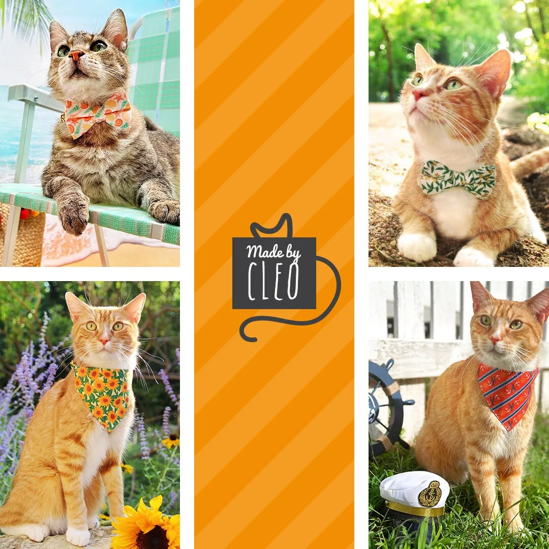 Cat Collar   Flower Set - "Sunflowers" - Yellow Floral Cat Collar w/ Buttercup Yellow Felt Flower (Detachable)
