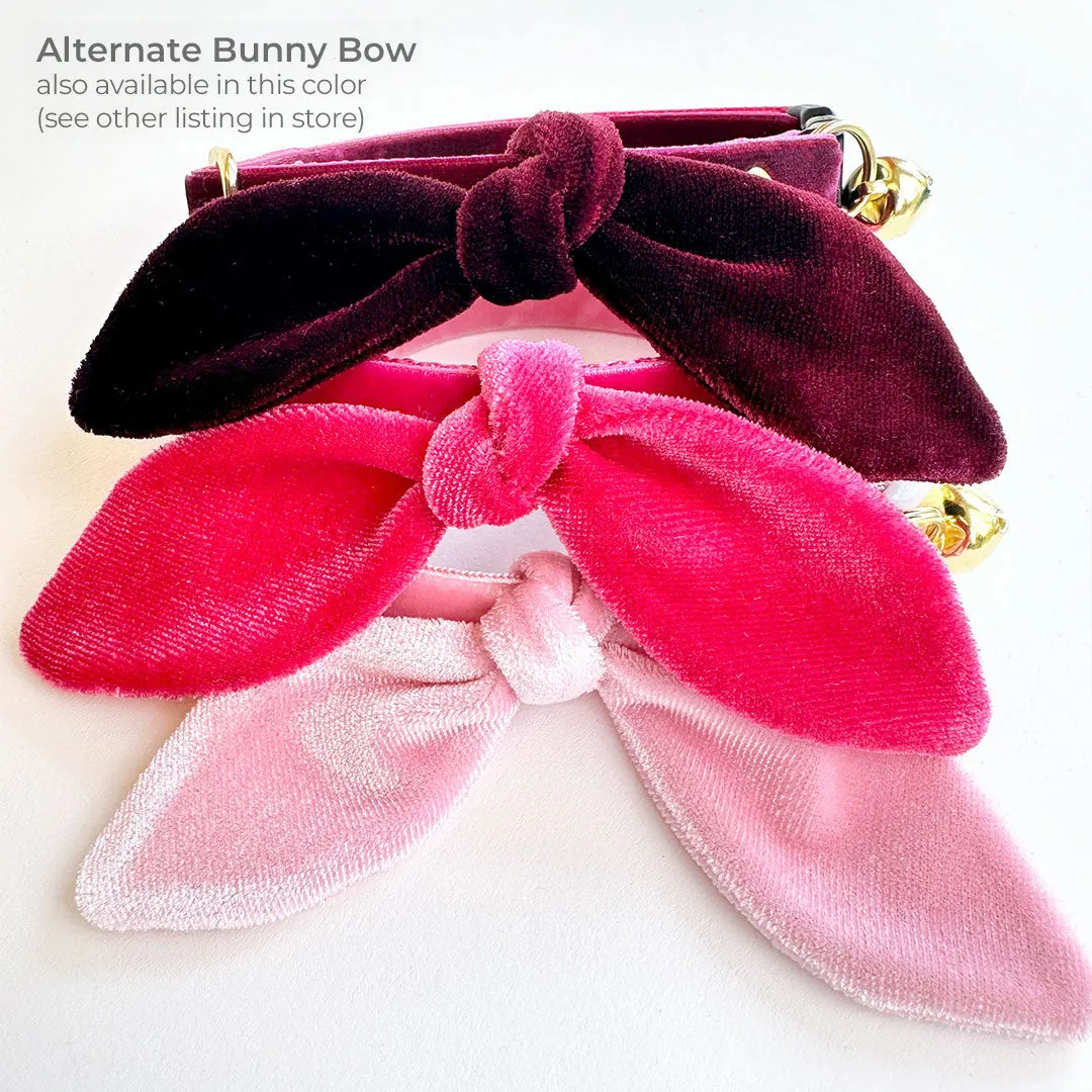Cat Collar   Flower Set - "Velvet - Azalea" - Magenta Pink Velvet Cat Collar w/ Fuchsia Pink Felt Flower (Detachable)