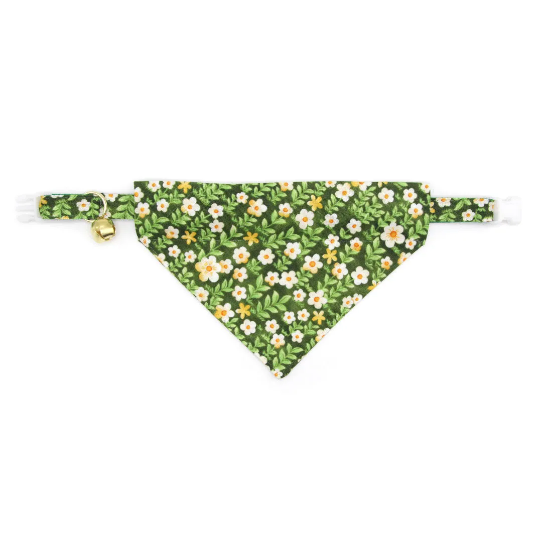 Cat Collar - "Hazel" - Green Floral Cat Collar / Breakaway Buckle or Non-Breakaway / Cat, Kitten   Small Dog Sizes