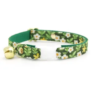 Cat Collar - "Hazel" - Green Floral Cat Collar / Breakaway Buckle or Non-Breakaway / Cat, Kitten   Small Dog Sizes