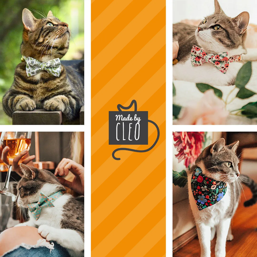 Cat Collar - "Hazel" - Green Floral Cat Collar / Breakaway Buckle or Non-Breakaway / Cat, Kitten   Small Dog Sizes