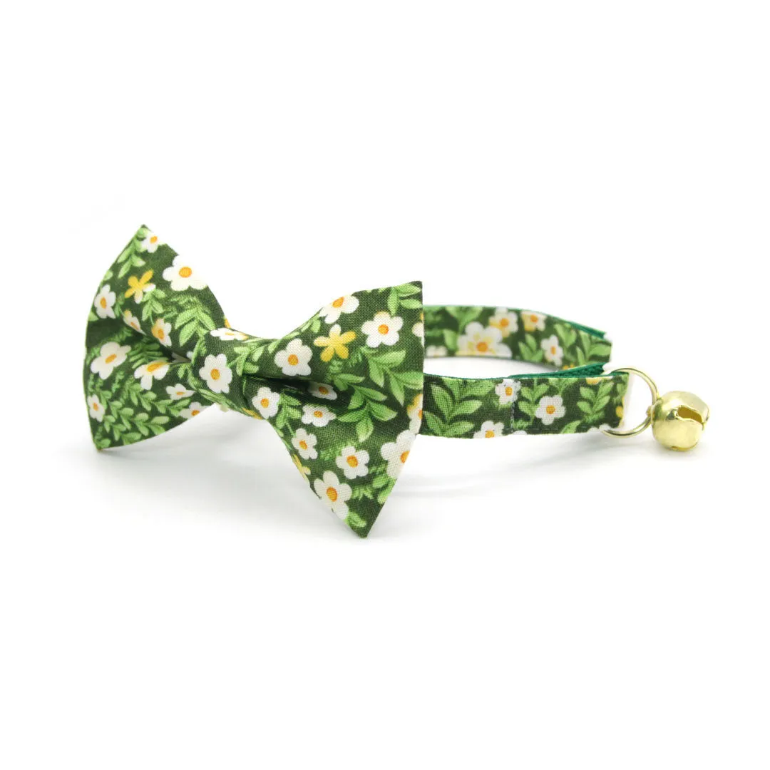 Cat Collar - "Hazel" - Green Floral Cat Collar / Breakaway Buckle or Non-Breakaway / Cat, Kitten   Small Dog Sizes
