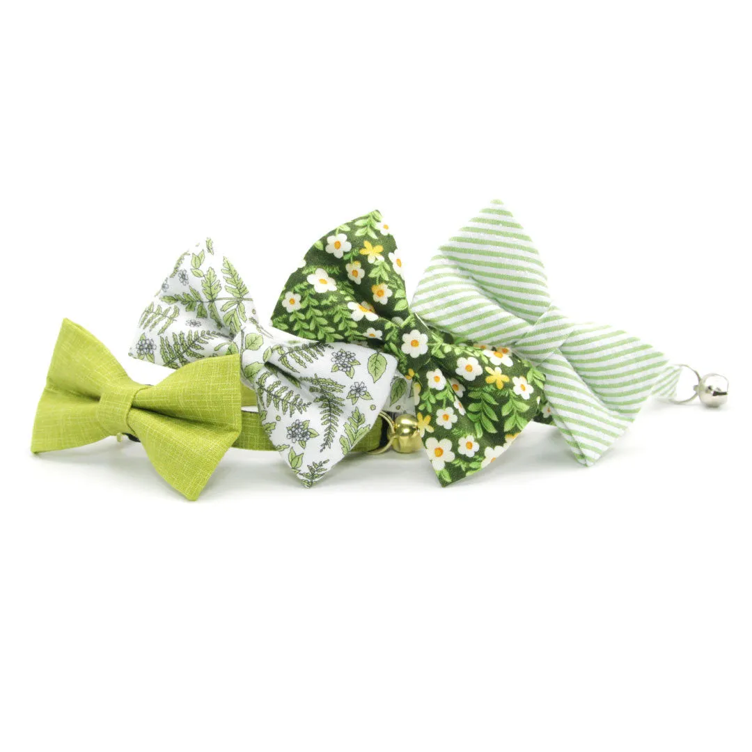 Cat Collar - "Hazel" - Green Floral Cat Collar / Breakaway Buckle or Non-Breakaway / Cat, Kitten   Small Dog Sizes