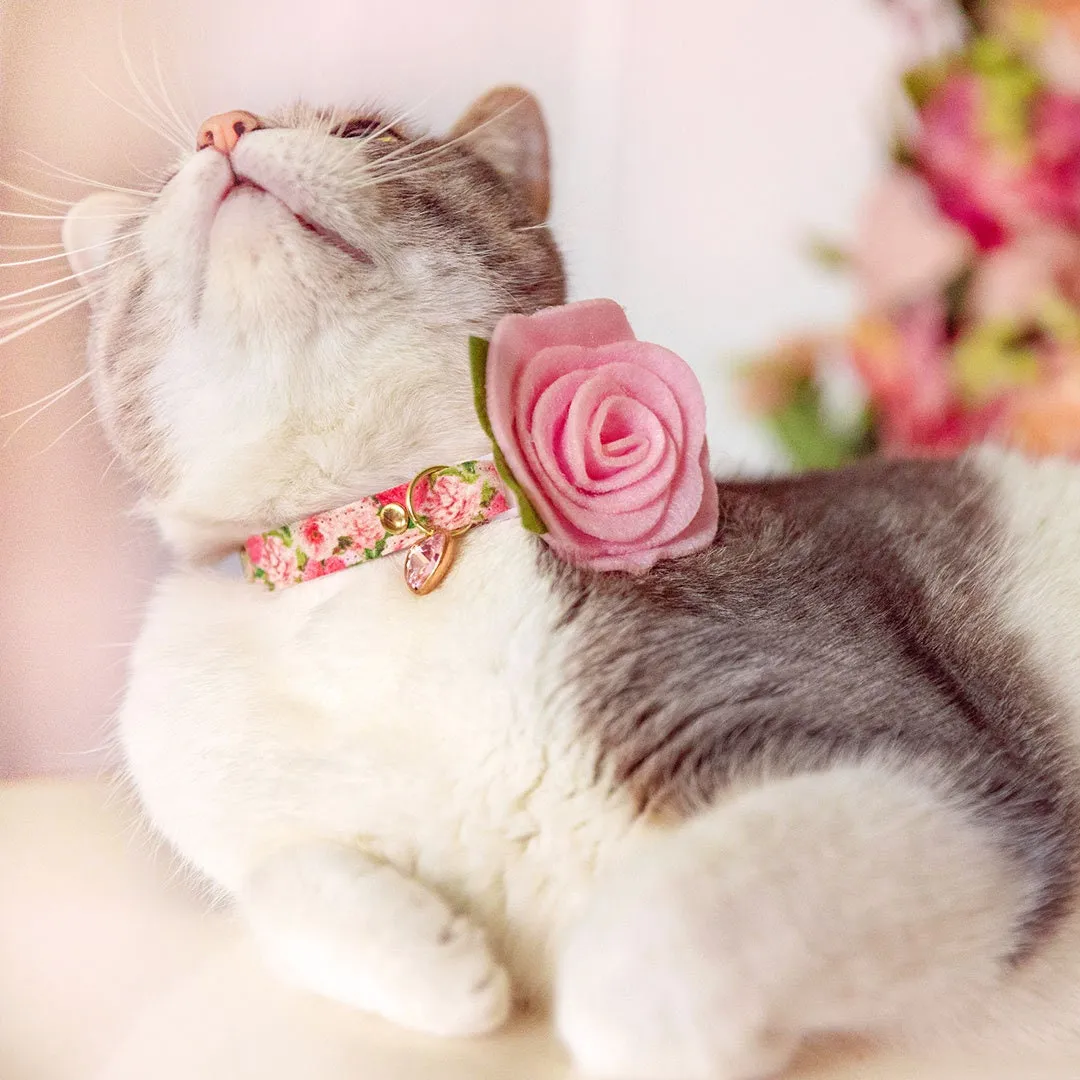 Cat Collar - "Pretty in Peony - Pink" - Peonies Cat Collar / Spring Floral / Breakaway Buckle or Non-Breakaway / Cat, Kitten   Small Dog Sizes