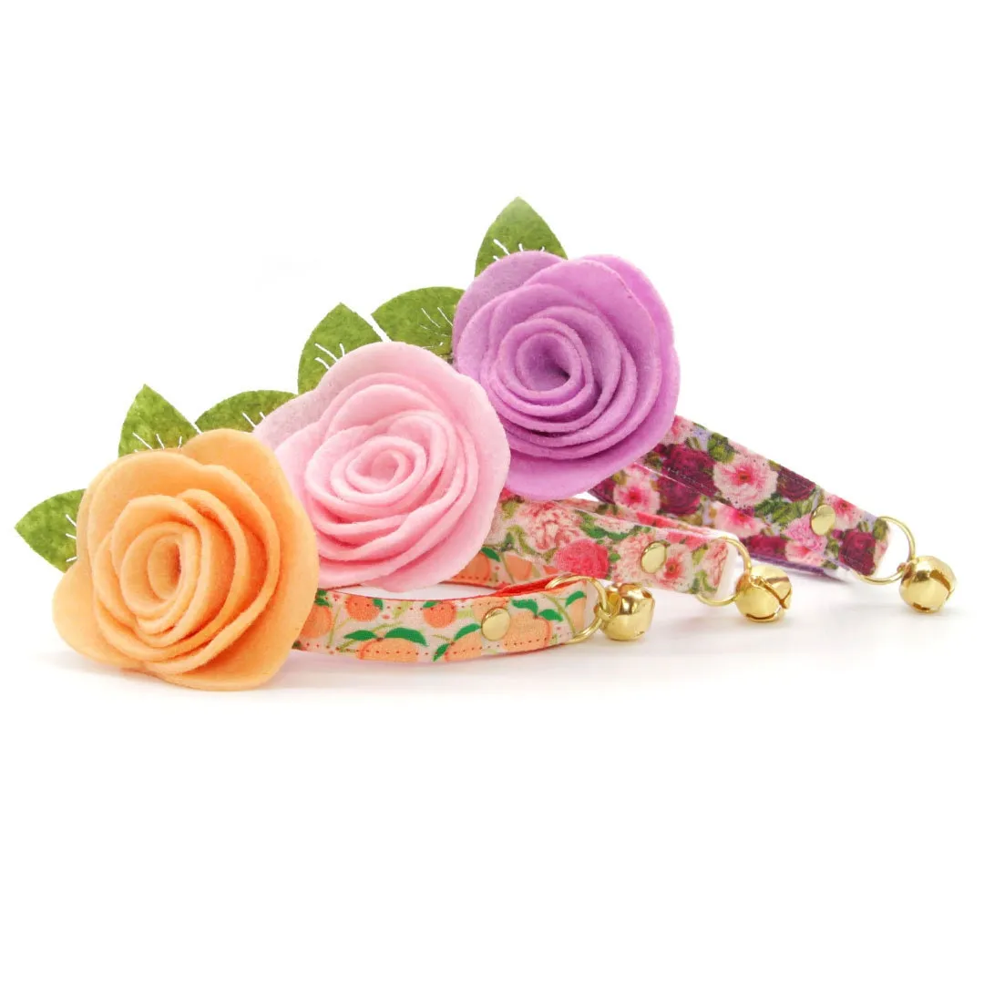 Cat Collar - "Pretty in Peony - Pink" - Peonies Cat Collar / Spring Floral / Breakaway Buckle or Non-Breakaway / Cat, Kitten   Small Dog Sizes