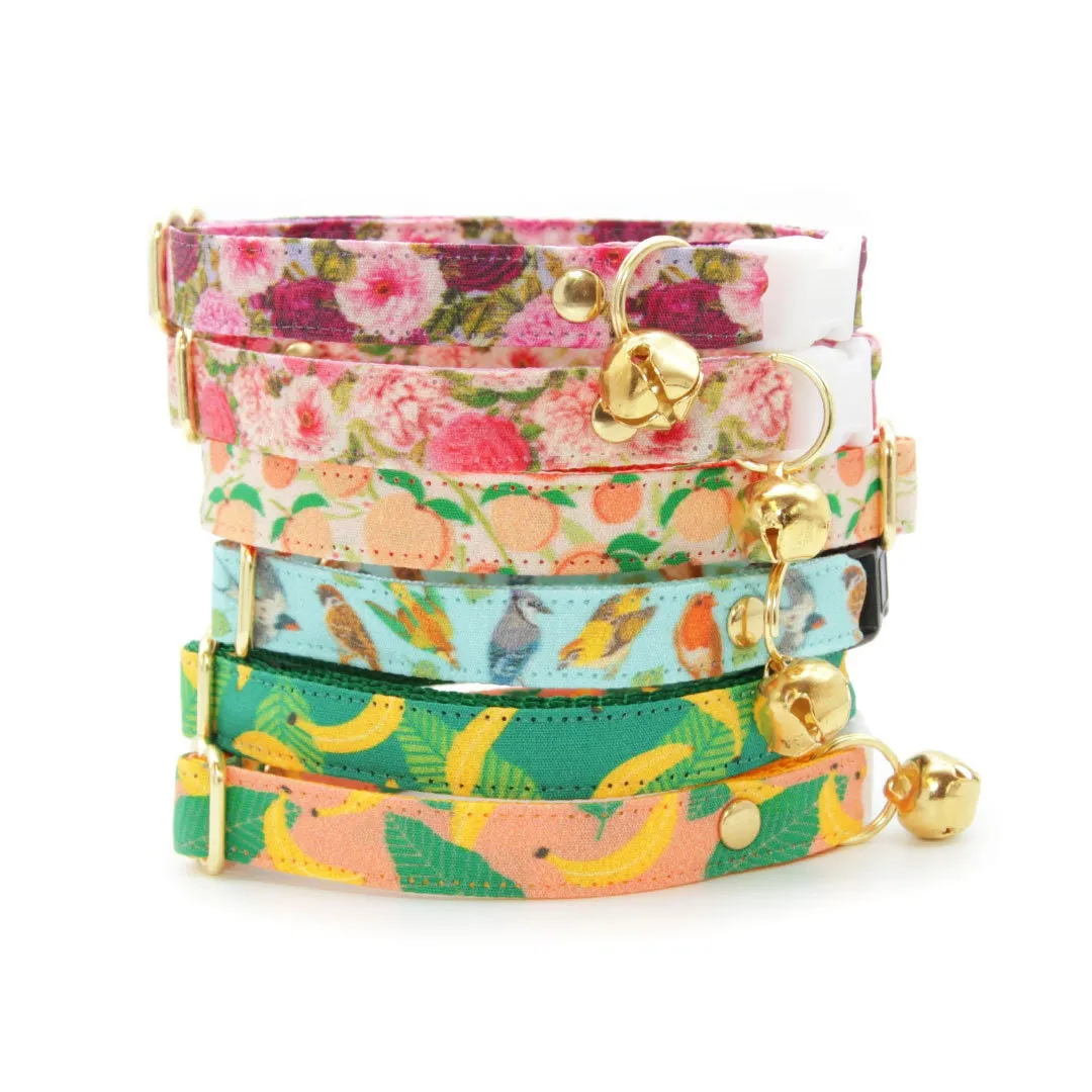 Cat Collar - "Pretty in Peony - Pink" - Peonies Cat Collar / Spring Floral / Breakaway Buckle or Non-Breakaway / Cat, Kitten   Small Dog Sizes
