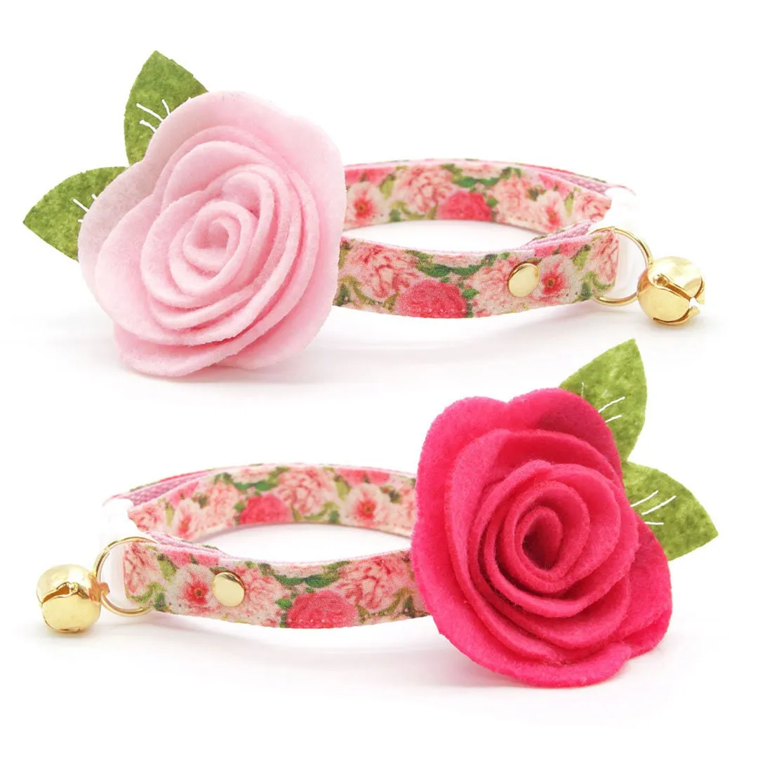 Cat Collar - "Pretty in Peony - Pink" - Peonies Cat Collar / Spring Floral / Breakaway Buckle or Non-Breakaway / Cat, Kitten   Small Dog Sizes