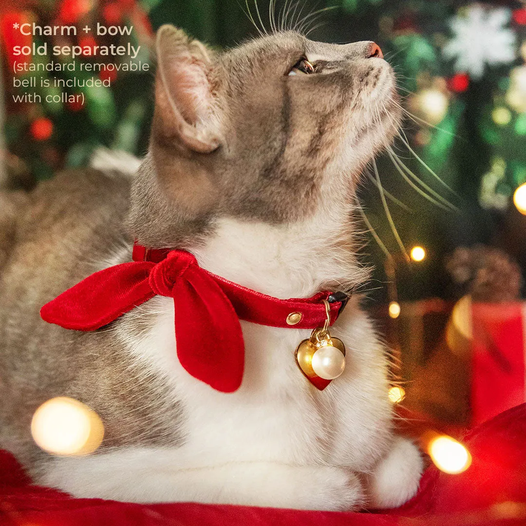Cat Collar - "Velvet - Garnet Red" - Luxe Red Velvet - Breakaway Buckle or Non-Breakaway - Cat   Small Dog Sizes