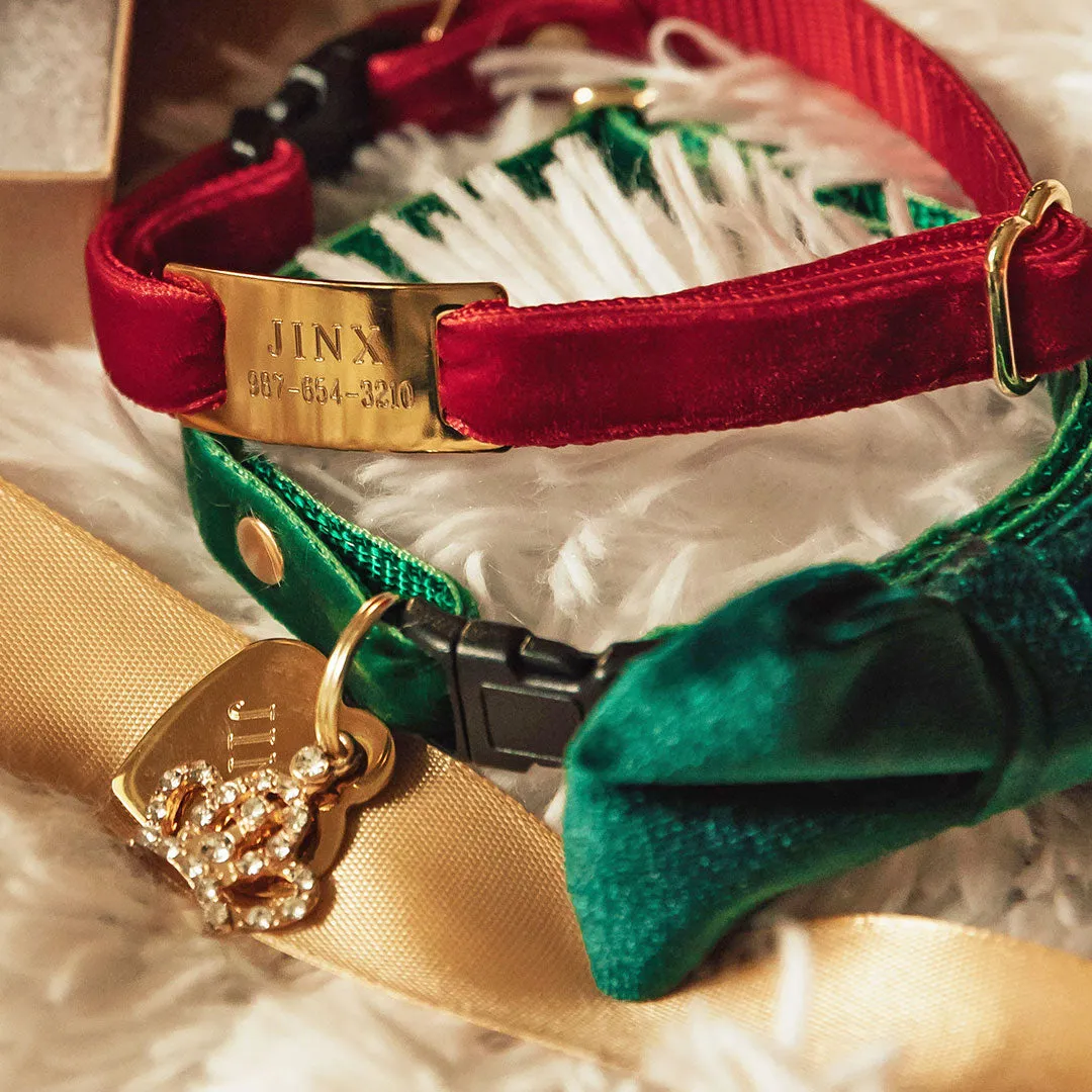 Cat Collar - "Velvet - Garnet Red" - Luxe Red Velvet - Breakaway Buckle or Non-Breakaway - Cat   Small Dog Sizes