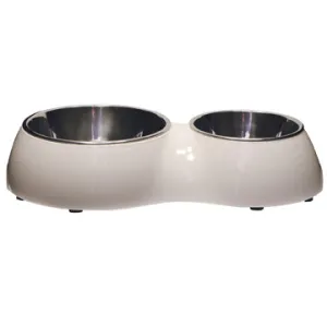 Catit Cat Double Diner - White - 2 Dishes - 1 x 350 ml (11.8 fl oz) and 1 x 160 ml (5.4 fl oz)