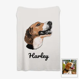 Custom Pet Portrait Knitted Blankets