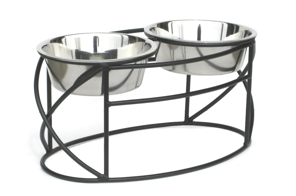 Dog Diner- Oval Cross Ends Double Feeder