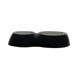 DogIt Double Diner with Stainless Steel Insert Black