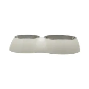 DogIt Double Diner with Stainless Steel Insert White