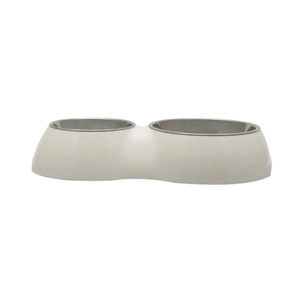 DogIt Double Diner with Stainless Steel Insert White