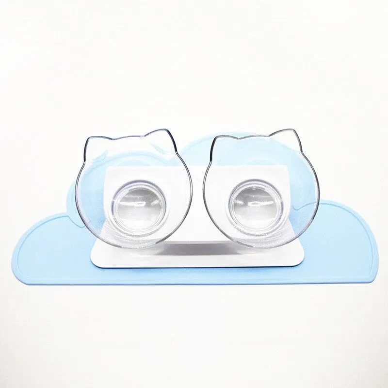 Double Bowl With Non-Slip Mat