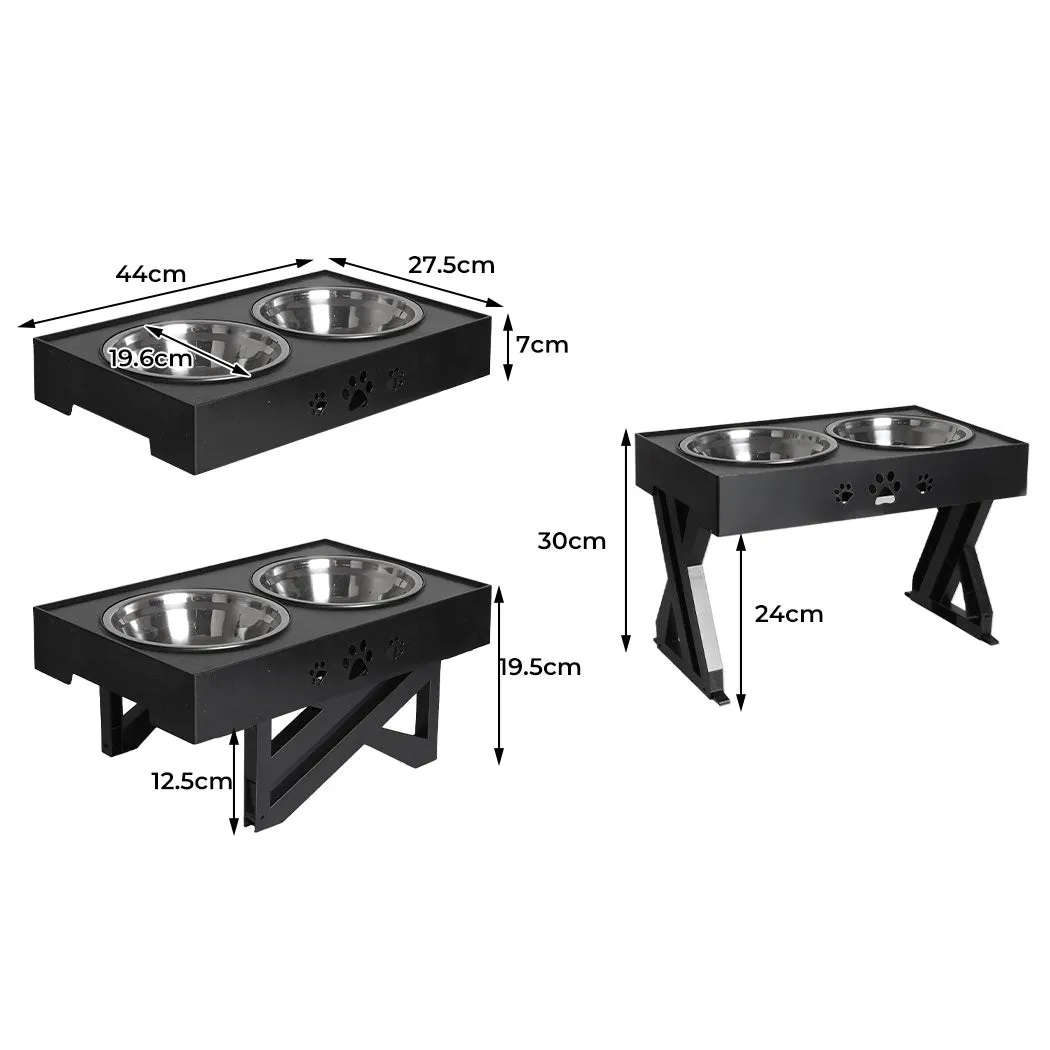 Elevated Pet Feeder Food Water Double Bowl Adjustable Height Raised Stand