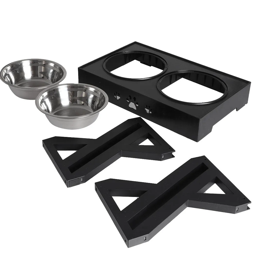 Elevated Pet Feeder Food Water Double Bowl Adjustable Height Raised Stand