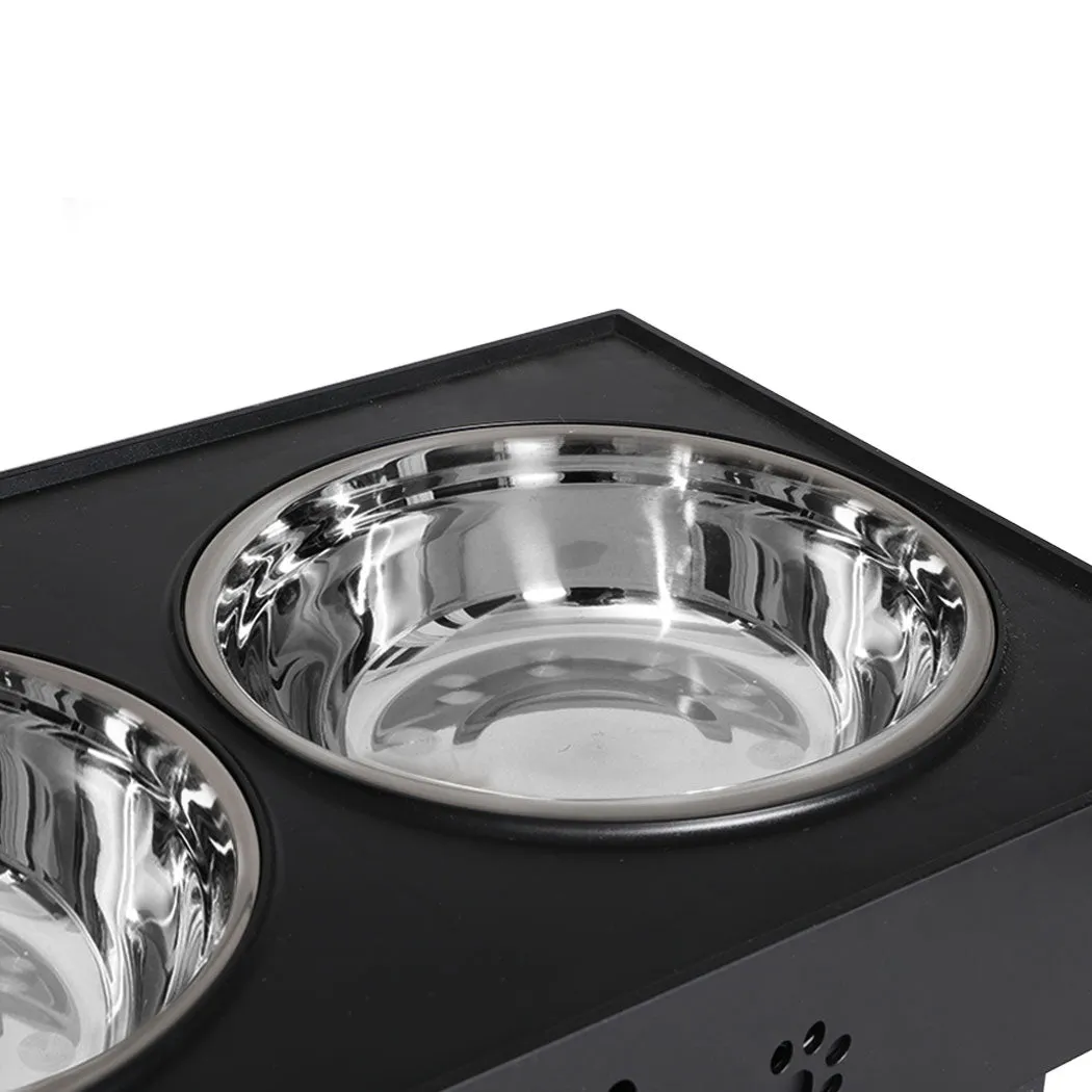 Elevated Pet Feeder Food Water Double Bowl Adjustable Height Raised Stand