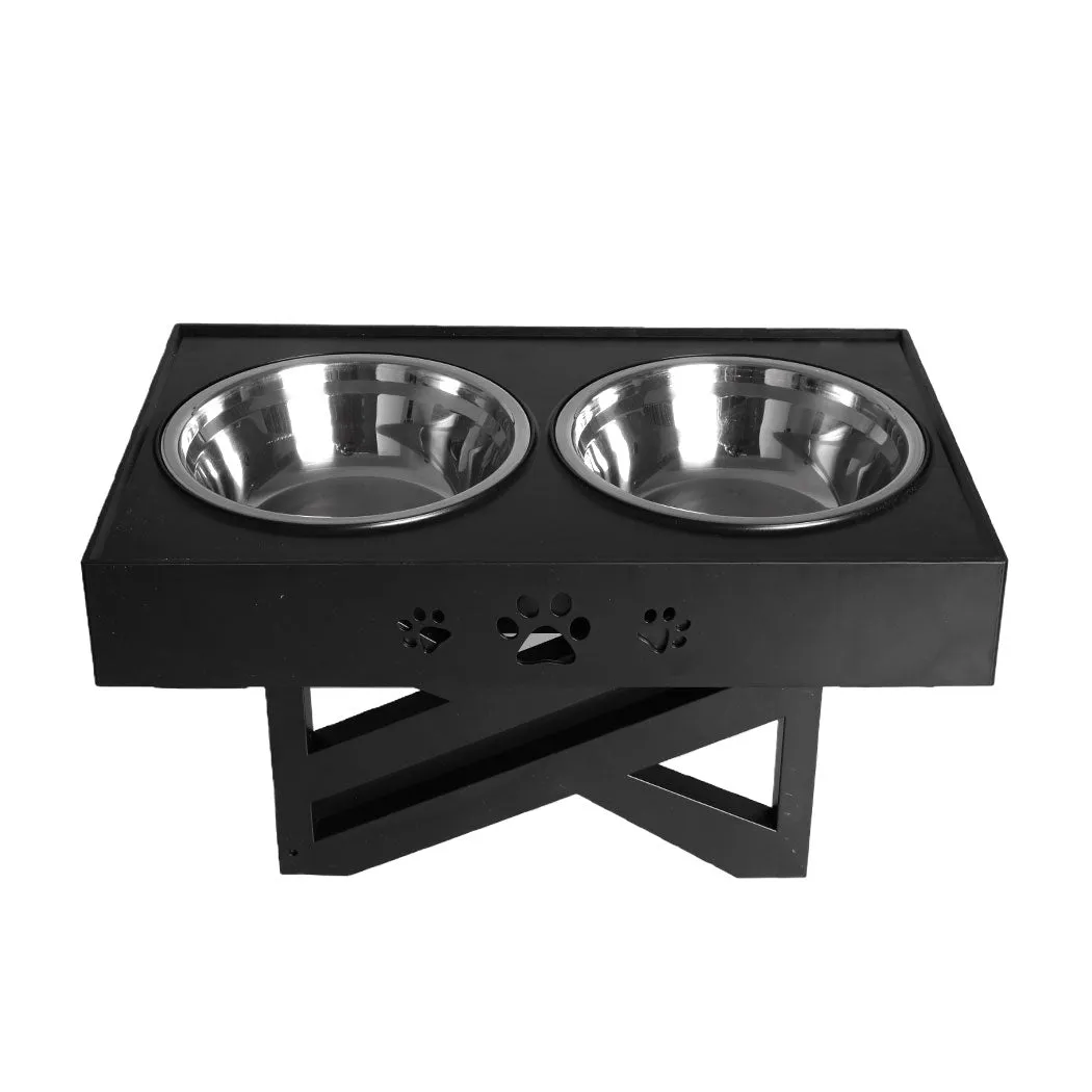 Elevated Pet Feeder Food Water Double Bowl Adjustable Height Raised Stand