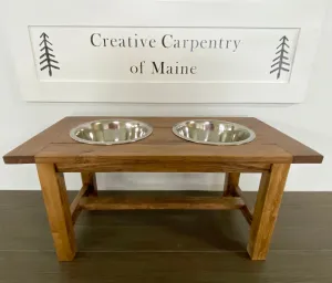 Farmhouse Style Rustic Stained Dog Feeder