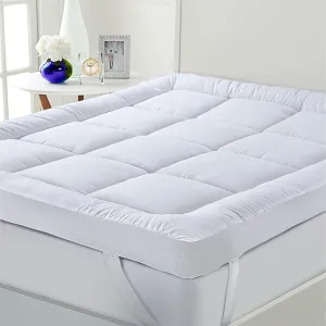 Luxury Quilted Mattress Topper – 10 cm Thick Plush Padding with Elastic Straps