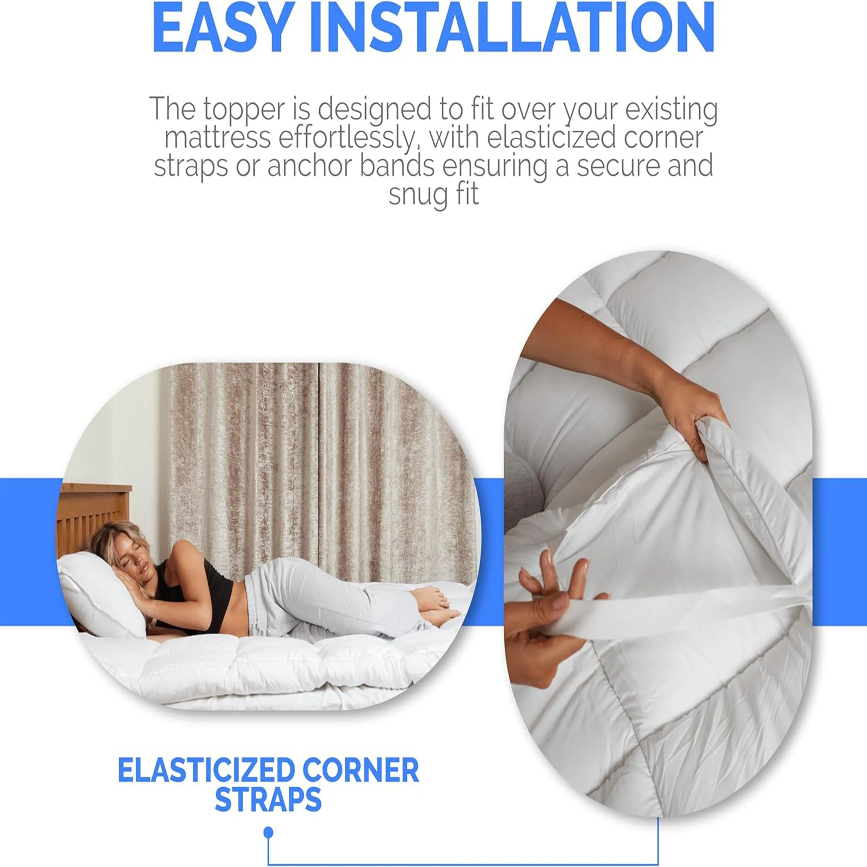Luxury Quilted Mattress Topper – 10 cm Thick Plush Padding with Elastic Straps