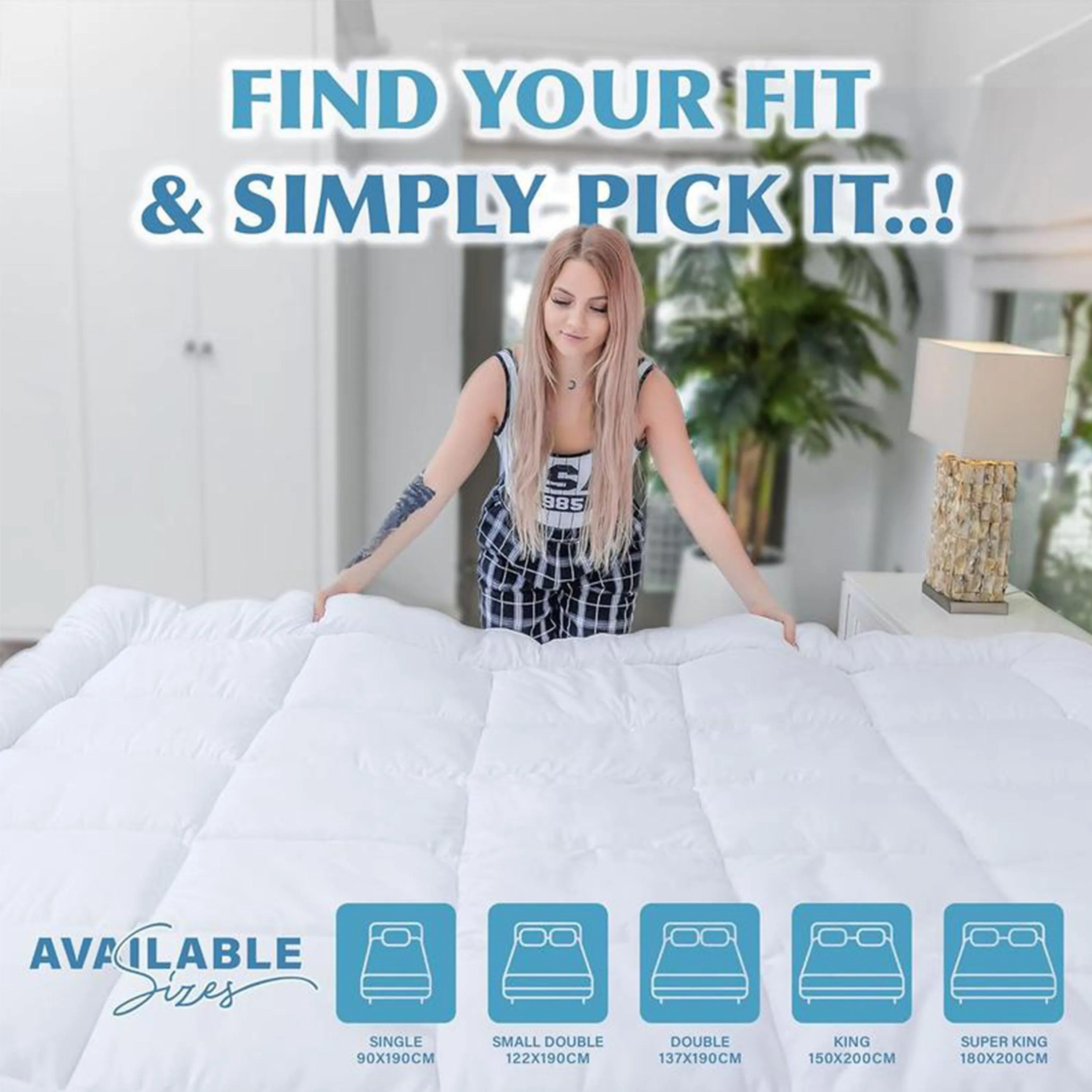 Luxury Quilted Mattress Topper – 10 cm Thick Plush Padding with Elastic Straps