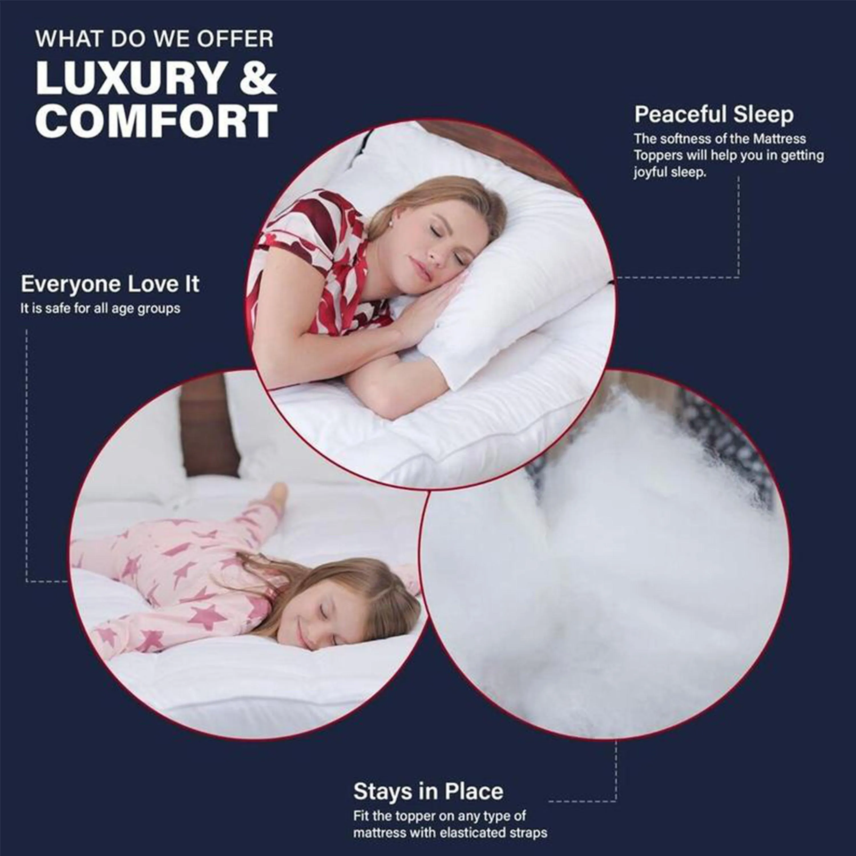 Luxury Quilted Mattress Topper – 10 cm Thick Plush Padding with Elastic Straps