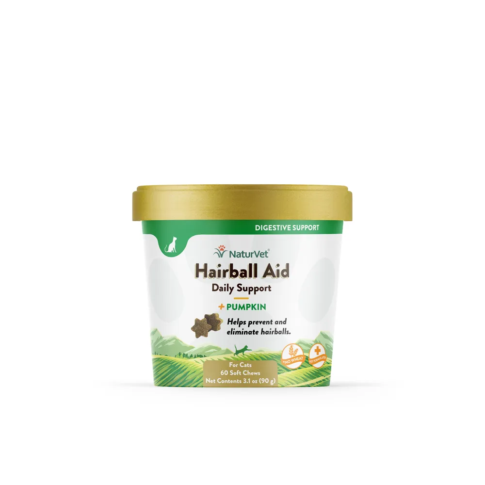 NaturVet Hairball Aid Soft Chews 60-Count, Cat Supplement