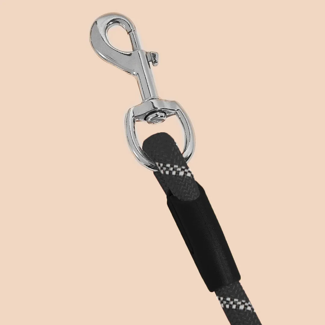 NNEAGS 2X 220cm Multifunction Hands-Free Rope Pet Cat Dog Puppy Double Ended Leash for Walking Training Tracking Obedience Black